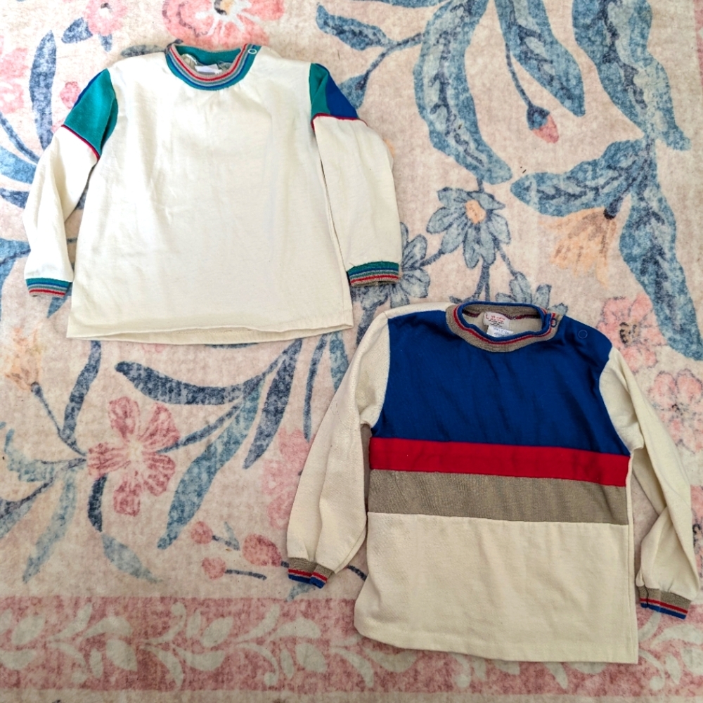 $ Vintage Sears Set Of 2 Colorblock‎  Long Sleeve Shirts